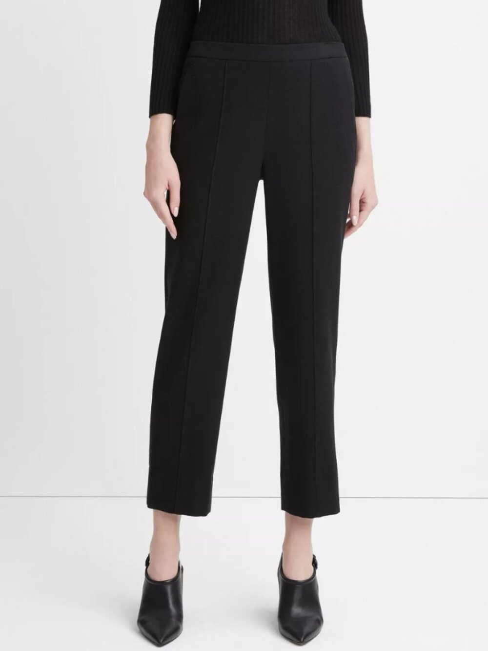 NWT 🌟 VINCE 🌟 ITALIAN MID RISE EASY PULL ON WOOL BLEND TROUSER BLACK SZ S